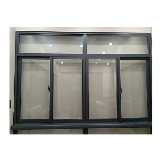 DELAIQI 90 series bridge insulation aluminum alloy upper and lower fixing+middle sliding window (dark gray) Customized soundproof glass system for aluminum alloy doors and windows Windows