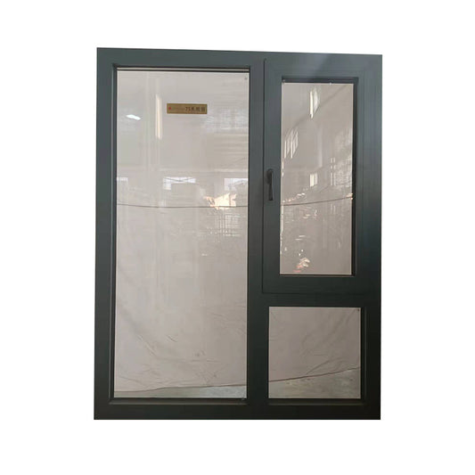 DELAIQI 75 series bridge insulation aluminum alloy left and right lower fixed+right upper casement window (light gray) Sealing the balcony, cutting off the bridge, aluminum doors and windows