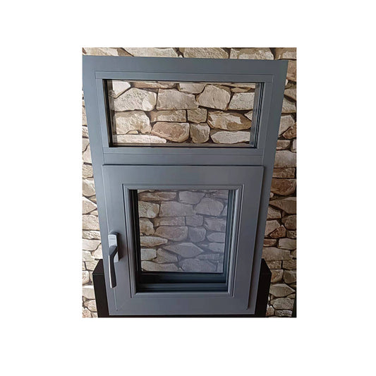 DELAIQI 60 series bridge insulation aluminum alloy upper fixed+lower casement window (gemstone gray) Aluminum alloy doors and windows, balcony bridge cutoff, aluminum doors and windows