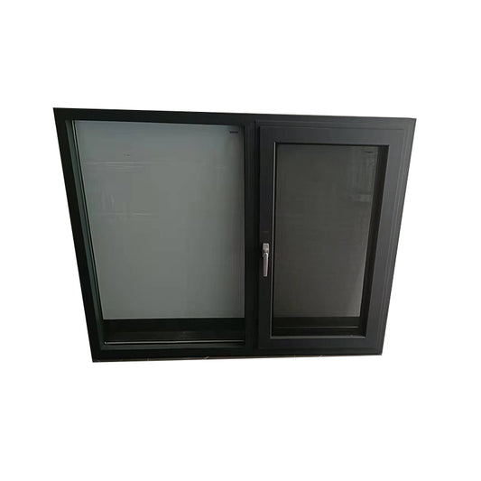 DELAIQI 60 series bridge insulation aluminum alloy left fixed+right side hung window (dark gray)  Broken Bridge Aluminum Doors and Windows Steel