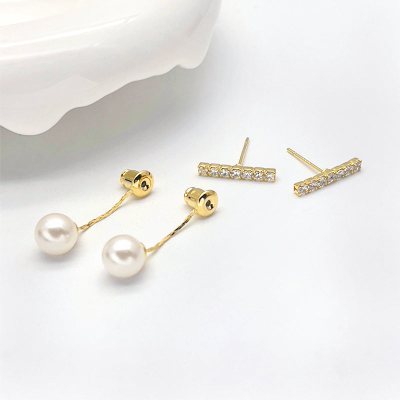 ZHONGTAI Sweet and little fresh earrings 27mmx15mm  French minimalist temperament earrings, pearl earrings, niche high-end earrings