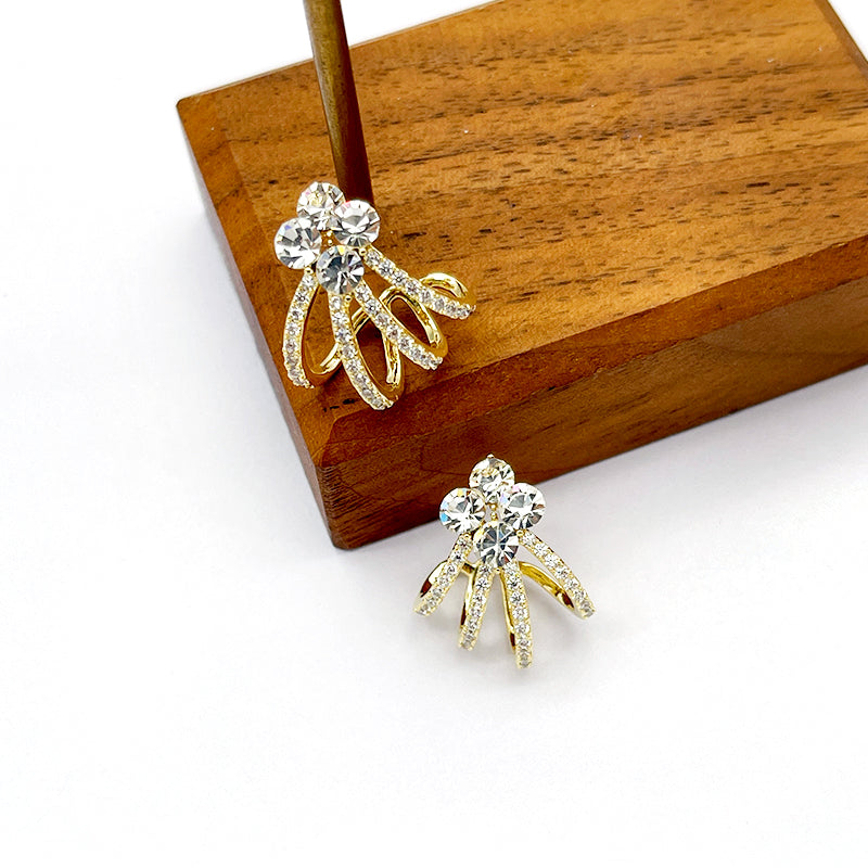 ZHONGTAI Sweet and little fresh earrings 19.7mmx16.7mm Full diamond earrings, niche high-end feel earrings