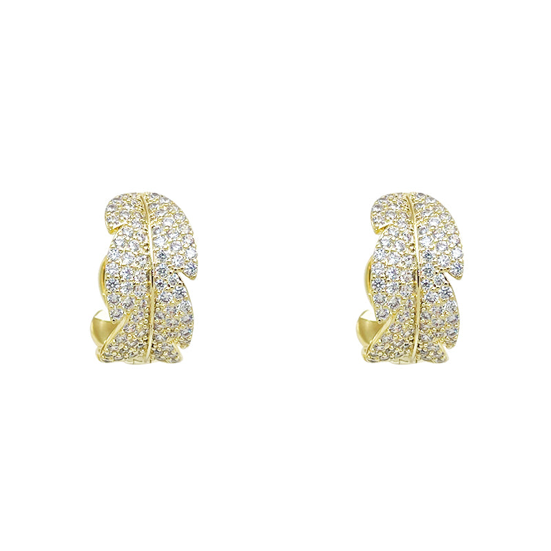 ZHONGTAI Sweet and little fresh earrings 16.7mmx8.9mm   Trendy, minimalist, versatile earrings, ruffian and handsome men's earrings, full of diamond earrings